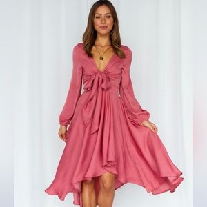 Hello Molly Talk Fast MIDI Dress Blush Size Small